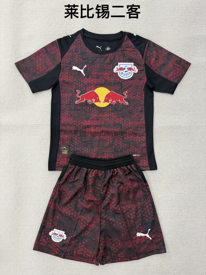 Youth Uniform Kids Kit 2025-2026 RB Leipzig Third Away Soccer Jersey Shorts Child Football Set