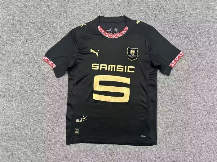 Fan Version 2025-2026 Stade Rennais Third Away Black Soccer Jersey Football Shirt