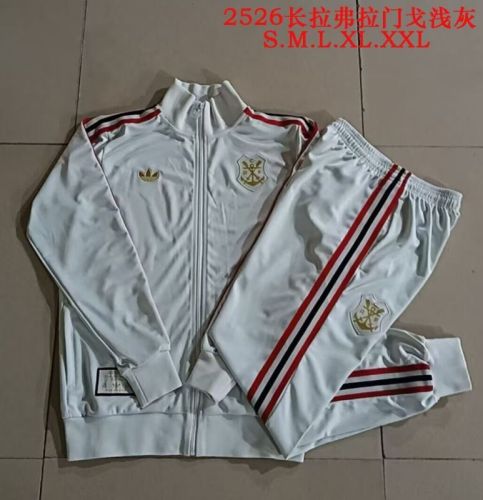 Adult 2025-2026 Flamengo Light Grey Soccer Jacket and Long Pants Football Tracksuit