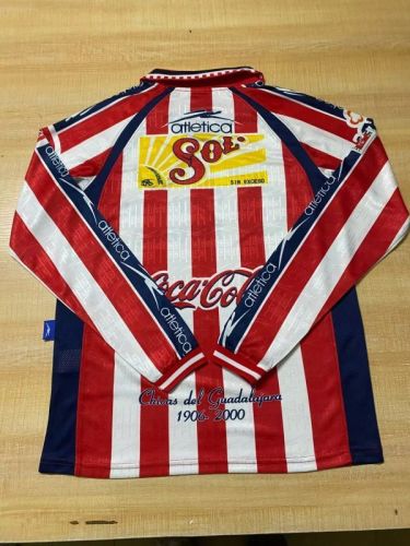Long Sleeve Retro Jersey 1999-2000 Chivas Home Soccer Jersey Vintage Football Shirt