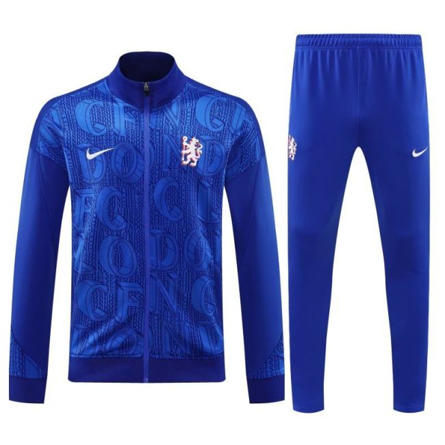 Adult 2025-2026 Chelsea Blue Soccer Jacket and Long Pants Football Tracksuit