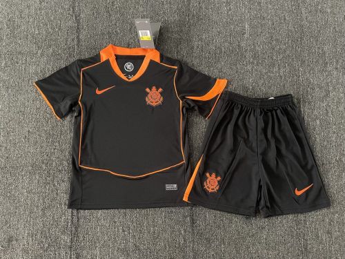 Youth Uniform Kids Kit 2025-2026 Corinthians Third Away Black Soccer Jersey Shorts Child Football Set