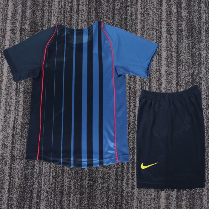 Retro Youth Uniform Kids Kit 2004-2005 Barcelona Away Soccer Jersey Shorts Vintage Child Football Set