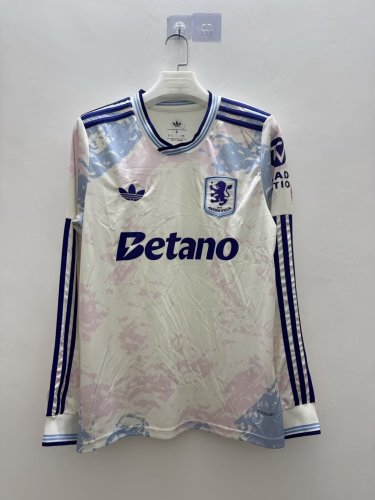 Long Sleeve Fan Version 2025-2026 Aston Villa Third Away Football Shirt Soccer Jersey
