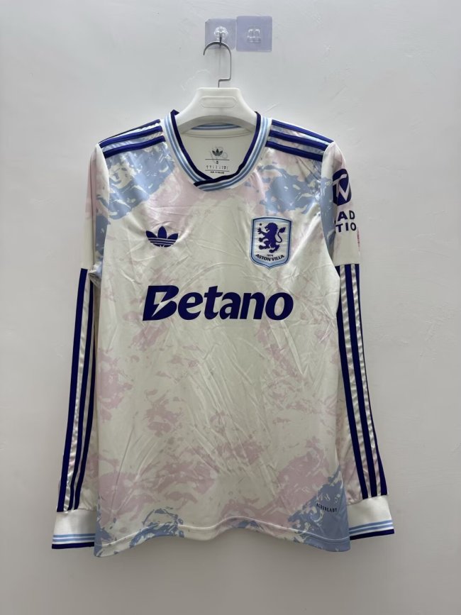Long Sleeve Fan Version 2025-2026 Aston Villa Third Away Football Shirt Soccer Jersey