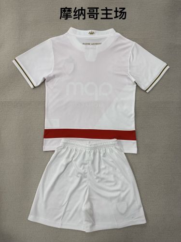 Youth Uniform Kids Kit As Monaco 2025-2026 Home Soccer Jersey Shorts Child Football Set