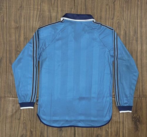 Long Sleeve Retro Jersey 1999-2000 Real Madrid Third Away Blue Soccer Jersey Vintage Real Football Shirt