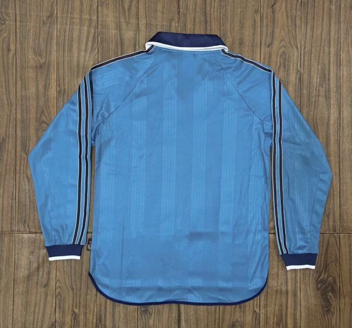 Long Sleeve Retro Jersey 1999-2000 Real Madrid Third Away Blue Soccer Jersey Vintage Real Football Shirt