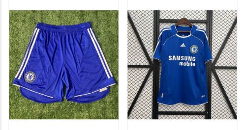 Adult Uniform Retro Jersey 2006-2007 Chelsea Home Soccer Jersey Shorts Men's Vintage Football Kit