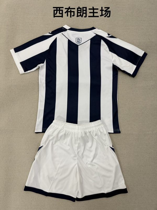 Youth Uniform Kids Kit 2025-2026 West Bromwich Albion Home Soccer Jersey Shorts Child Football Set
