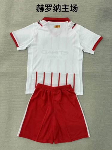 Youth Uniform Kids Kit 2025-2026 Girona Home Soccer Jersey Shorts Horona Child Football Set
