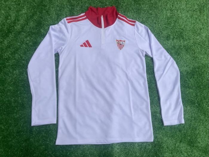 2025-2026 Sevilla White Soccer Training Sweater and Pants