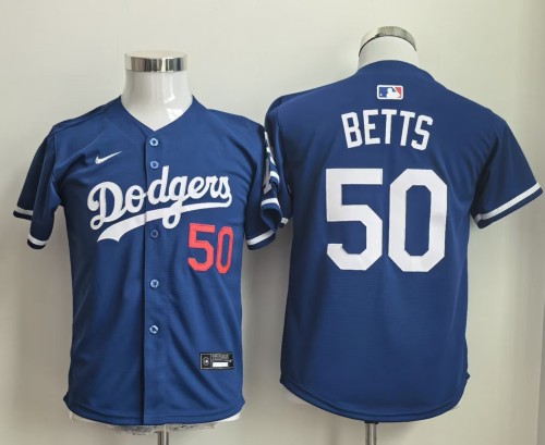 Youth Los Angeles Dodgers 50 BETTS Blue Shirt Kids MLB Jersey
