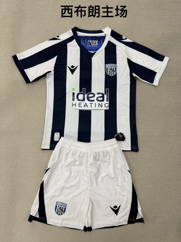 Youth Uniform Kids Kit 2025-2026 West Bromwich Albion Home Soccer Jersey Shorts Child Football Set