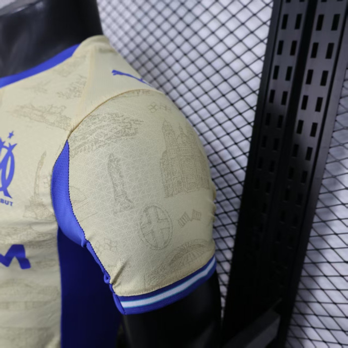 Player Version 2025-2026 Olympique de Marseille Fourth Away Gold Soccer Jersey Football Shirt