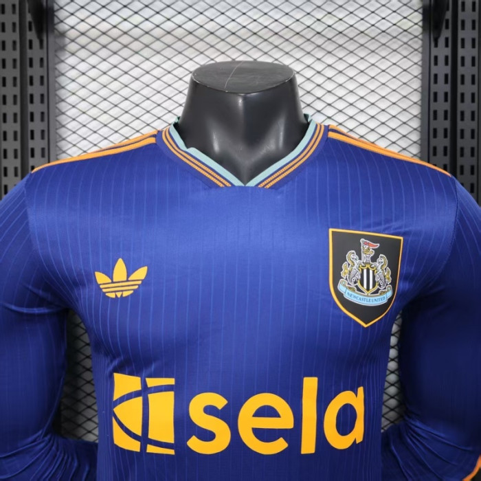 Player Version Long Sleeve 2025-2026 Newcastle United Third Away Blue Soccer Jersey Football Shirt