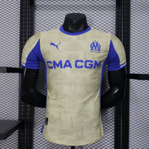 Player Version 2025-2026 Olympique de Marseille Fourth Away Gold Soccer Jersey Football Shirt