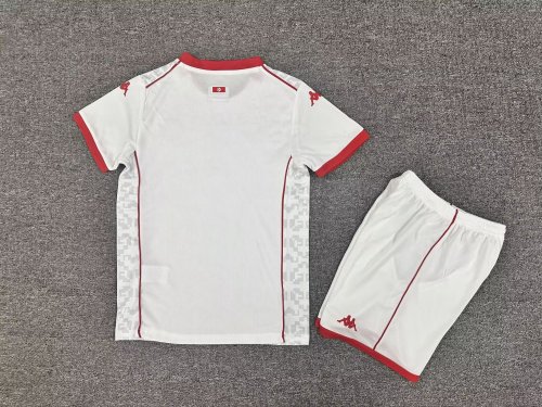 Youth Uniform Kids Kit 2025-2026 Tunisia Away White Soccer Jersey Shorts Child Football Set
