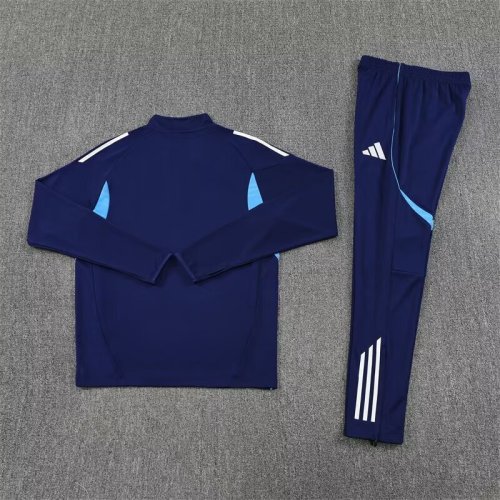 2025-2026 Manchester United Black/Blue Soccer Training Sweater and Pants Football Kit