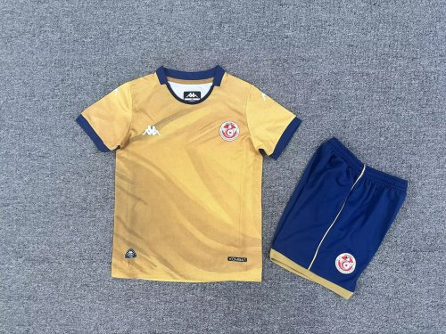 Youth Uniform Kids Kit 2025-2026 Tunisia Third Away Yellow Soccer Jersey Shorts Child Football Set
