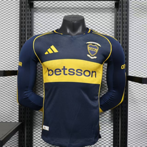 Long Sleeve Player Version 2025-2026 Boca Juniors Home Soccer Jersey Football Shirt
