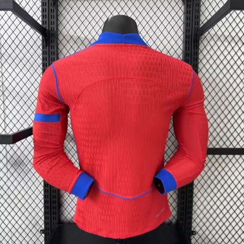 Long Sleeve Player Version 2025-2026 PSG Third Away Red Soccer Jersey Paris Football Maillot