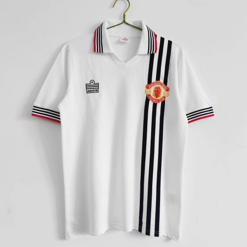 Retro Jersey 1975-1980 Manchester United Away White Soccer Jersey Vintage Football Shirt