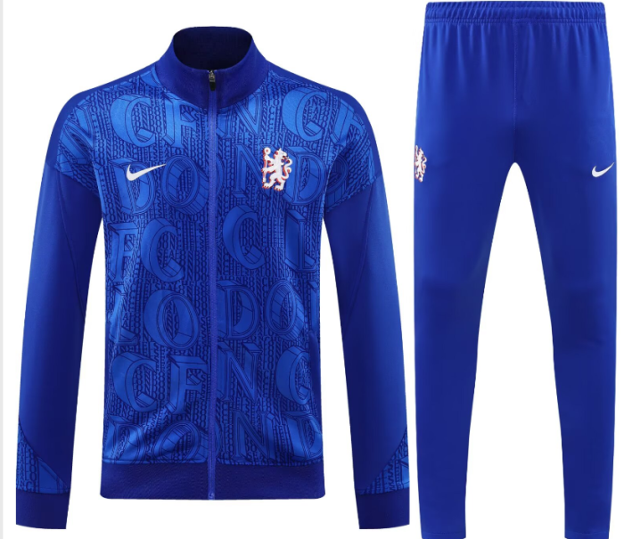 Adult 2025-2026 Chelsea Blue Soccer Jacket and Long Pants Football Tracksuit