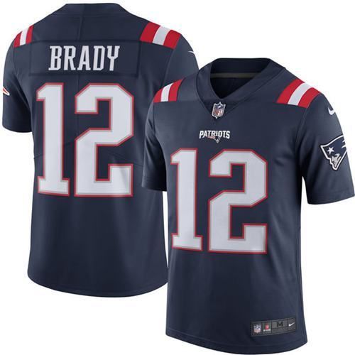Women's New England Patriots #12 Tom Brady Navy Blue Stitched NFL Limited New Color Rush Jersey