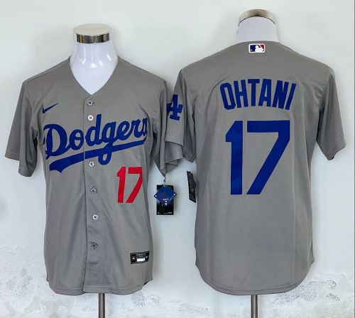 Los Angeles Dodgers OHTANI 17 Grey MLB Jersey