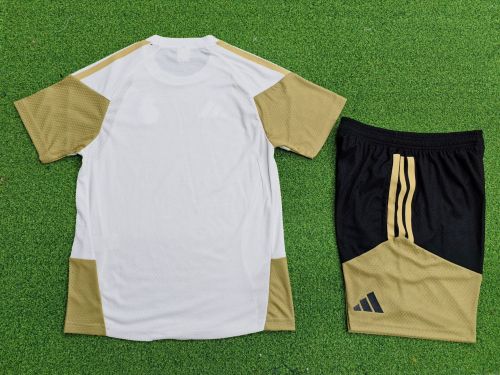 Player Version Adult Uniform 2025-2026 Real Madrid White/Golden Soccer Training Jersey Shorts Men's Football Kit