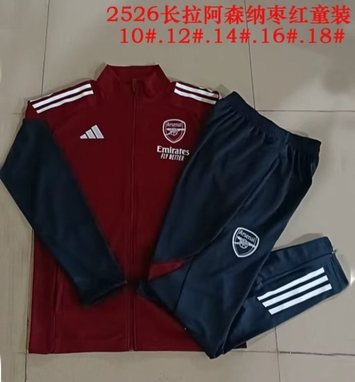 Youth 2025-2026 Arsenal Dark Red Soccer Training Jacket Football Jacket and Pants