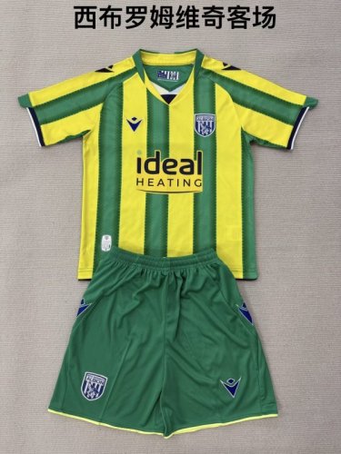Youth Uniform Kids Kit 2025-2026 West Bromwich Albion Away Soccer Jersey Shorts Child Football Set