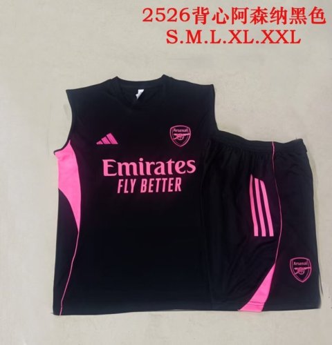 Adult Uniform 2025-2026 Arsnal Black/Pink Soccer Training Vest and Shorts Football Set