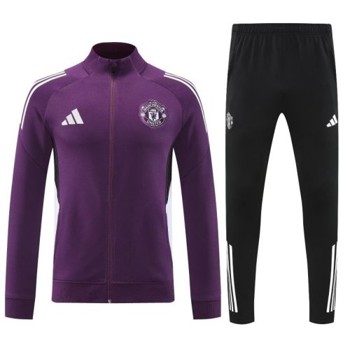 Adult 2025-2026 Manchester United Purple Soccer Jacket and Long Pants Football Tracksuit