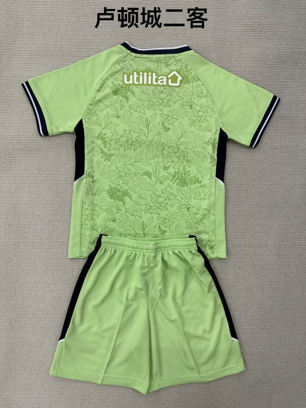 Youth Uniform Kids Kit 2025-2026 Luton Town Third Away Green Soccer Jersey Shorts Child Football Set