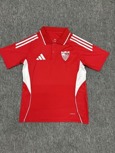 Fans Version 2025-2026 Sevilla Red Soccer Polo Football Shirt