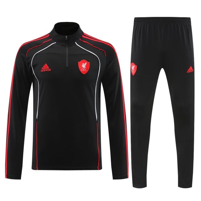 2025-2026 Liverpool Black/Red Soccer Training Sweater and Pants Football Kit