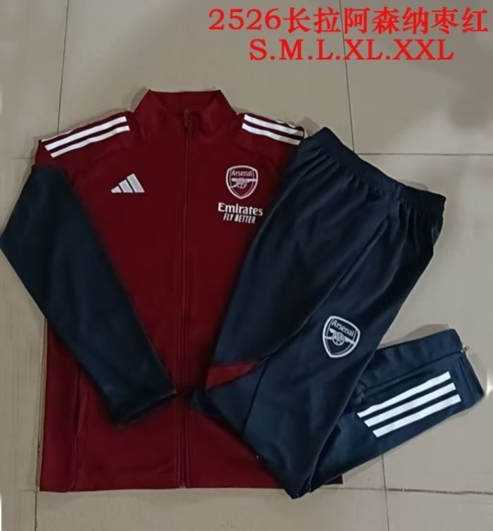 Adult 2025-2026 Arsenal Dark Red Soccer Jacket and Long Pants Football Tracksuit