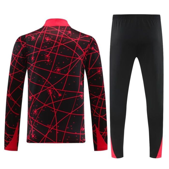 2025-2026 Atletico Madrid Black/Red Soccer Training Sweater and Pants Football Kit