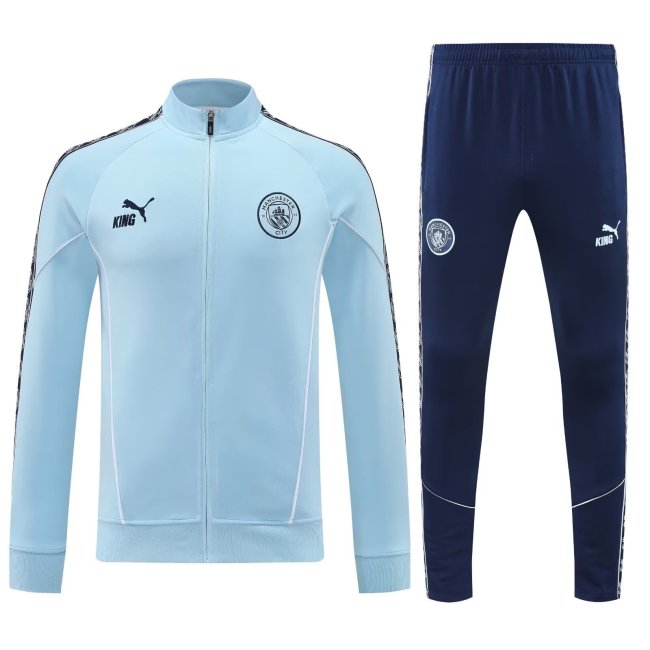 Adult 2025-2026 Manchester City Sky Blue Soccer Jacket and Long Pants Football Tracksuit