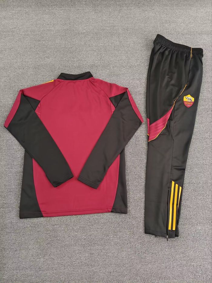 2025-2026 As Roma Red Soccer Training Sweater and Pants Football Kit