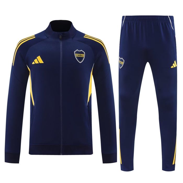 Adult 2025-2026 Boca Junior Dark Blue Soccer Jacket and Long Pants Football Tracksuit