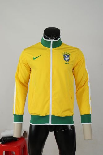 Retro Jacket 2010 Brazil Yellow Soccer Windbreaker Jacket Football Jacket