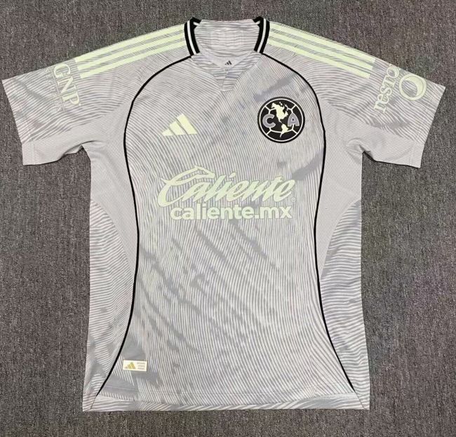 Player Version 2025-2026 Club America Aguilas Third Away Grey Soccer Jersey Football Shirt