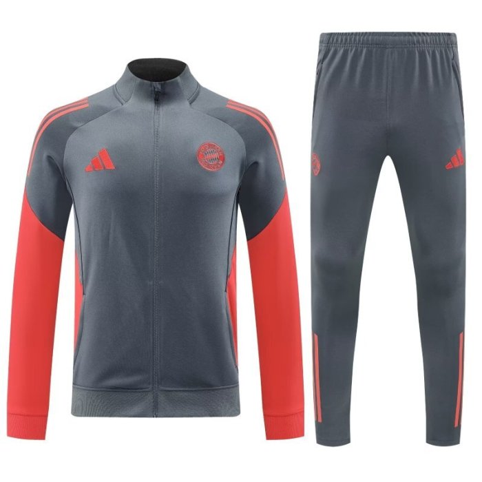2025-2026 Bayern Munich Grey/Orange Soccer Training Sweater and Pants Football Kit
