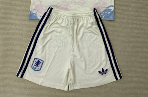 Fan Version 2025-2026 Aston Villa Away White Soccer Shorts Football Shorts
