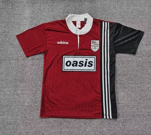 Fan Version 1996 AD Oasis Red/Black Soccer Jersey Football Shirt