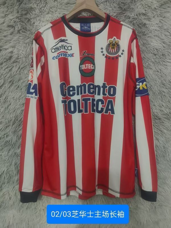 Long Sleeve Retro Jersey 2002-2003 Chivas Home Soccer Jersey Vintage Football Shirt