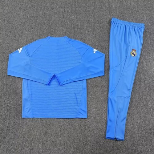 2025-2026 Real Madrid Blue Soccer Training Sweater and Pants Football Kit